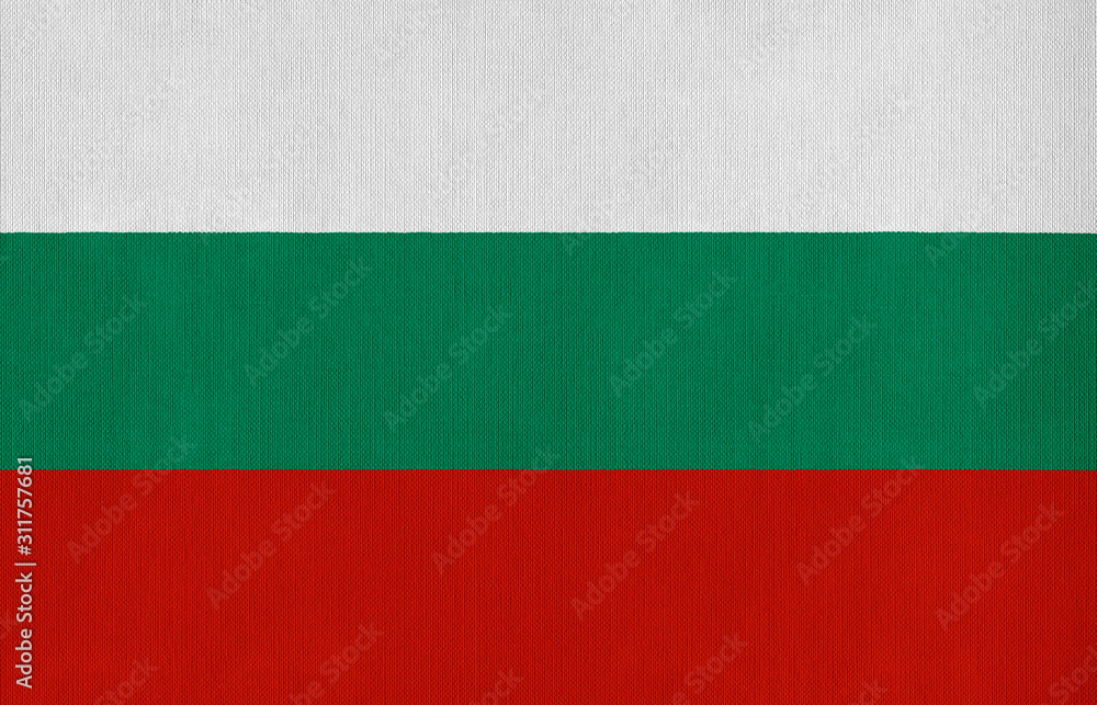 National flag of Bulgaria on a cotton texture background National flag of Bulgaria on a cotton texture background
