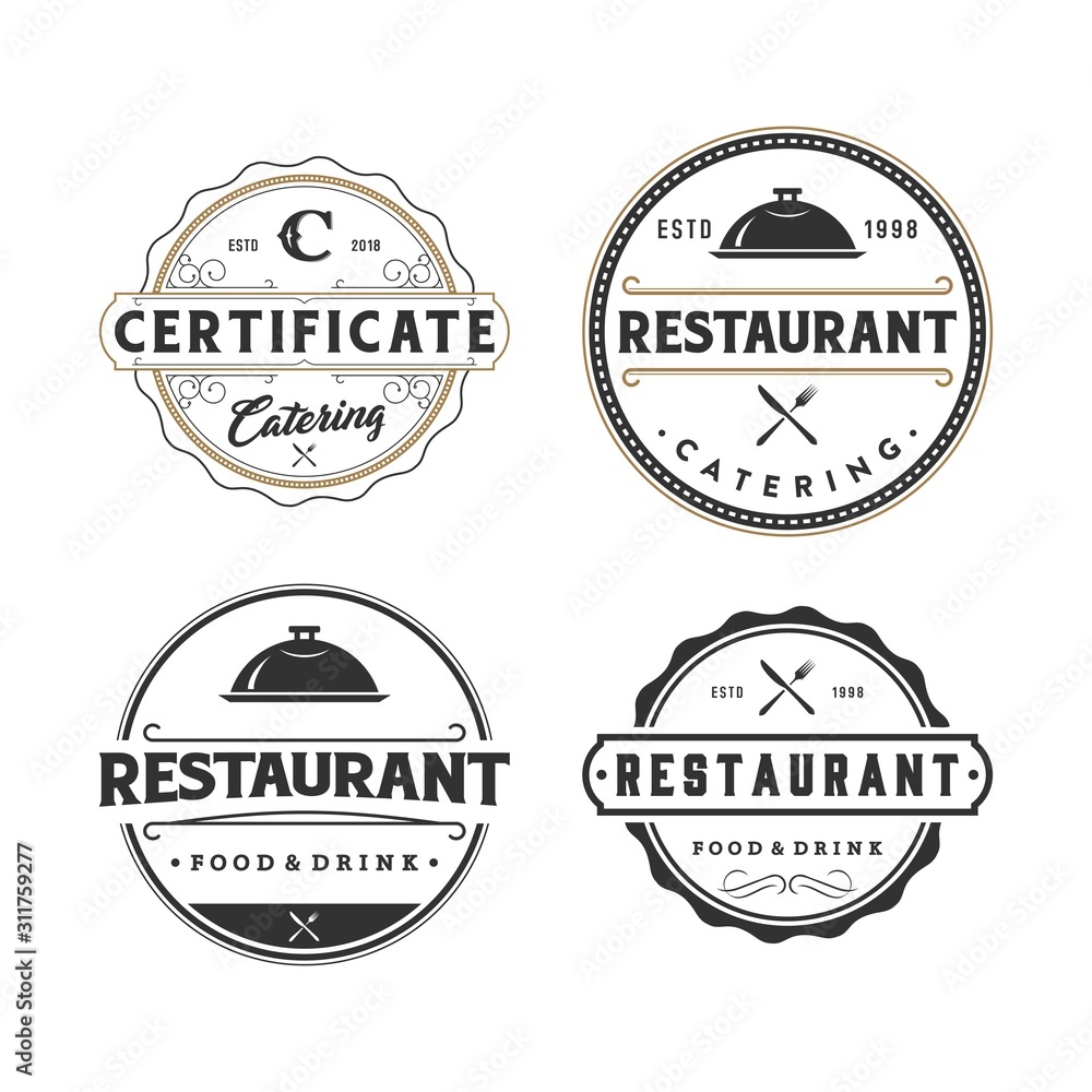 set of vintage restaurant logo, icon and illustration