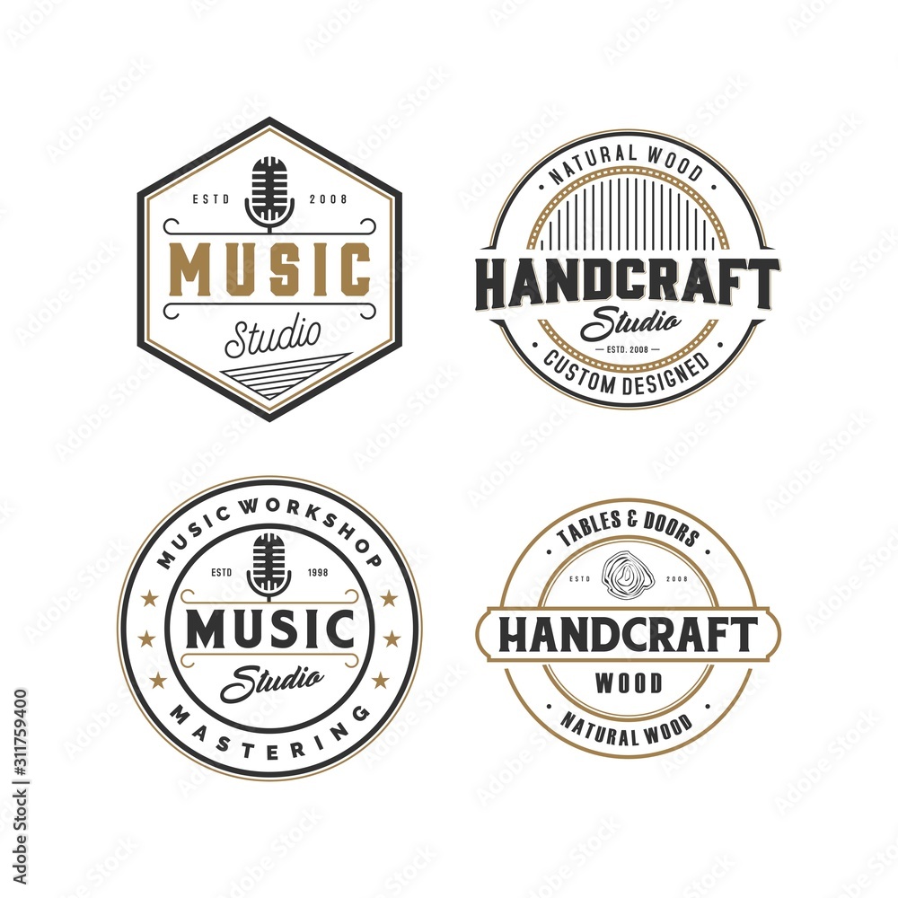 set of vintage and badge logo, icon and template