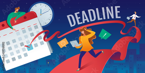 Vector flat illustration of deadline in the calendar