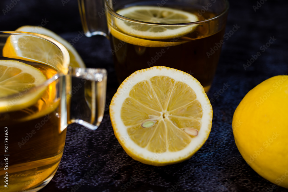 Hot tea with lemon
