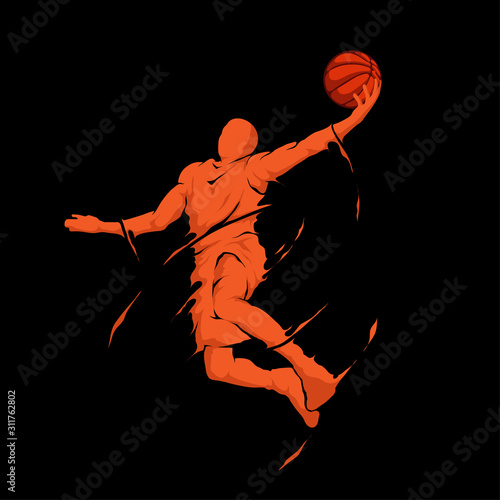 Print op canvas slam dunk jump splash basketball player