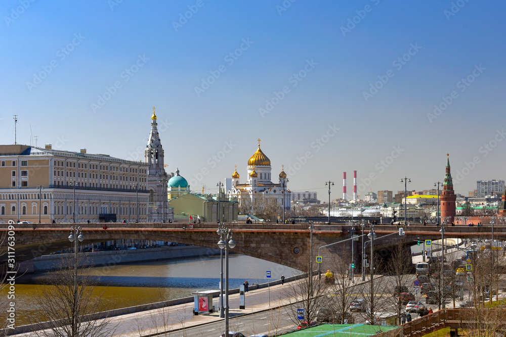 Panorama of Moscow with a view of the Moscow Kremlin and The Cathedral Of Christ The Savior	
