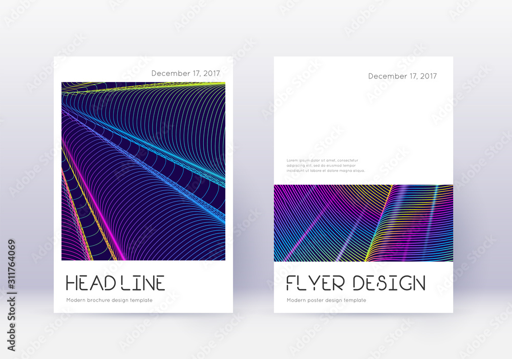 Fototapeta premium Minimal cover design template set. Rainbow abstrac