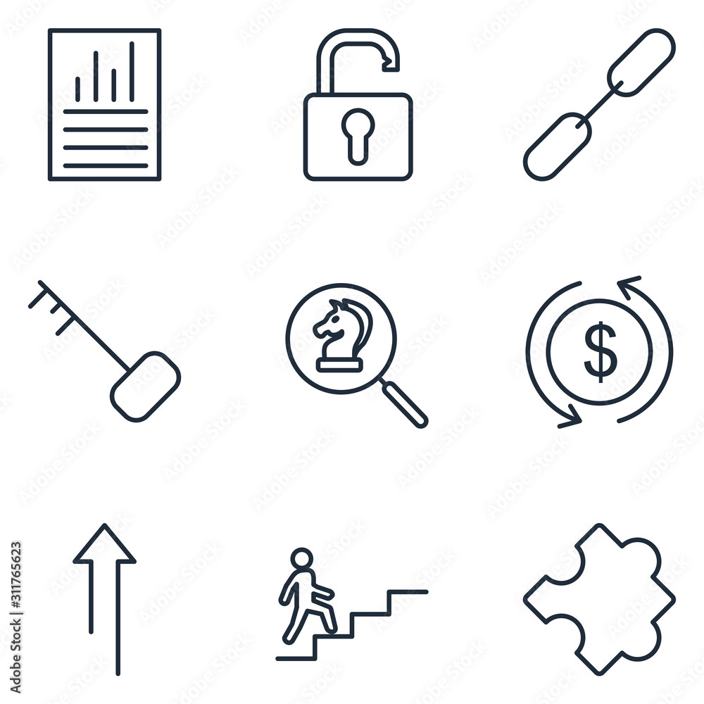 Business strategy Set icon template color editable. Startup pack symbol vector sign isolated on white background illustration for graphic and web design.