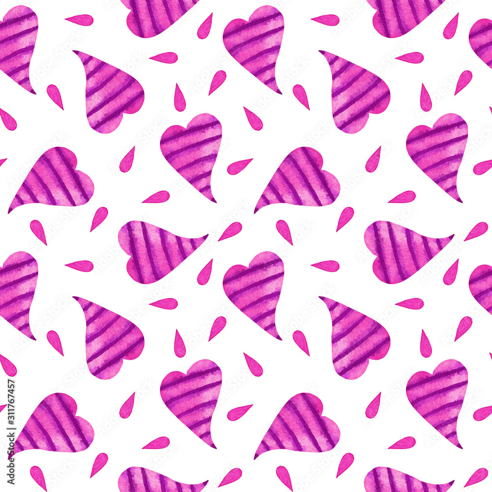 hearts and petals, valentine’s day pattern, heart background, watercolor hand painted pattern hearts and petals, valentine’s day pattern, heart background, watercolor hand painted pattern