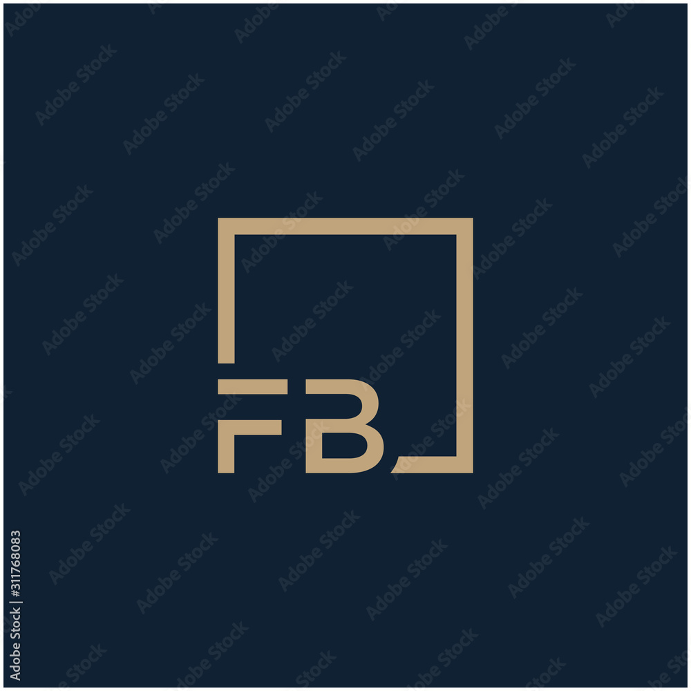 letter FB Logo design with square frame line. business consulting concept. studio, room, group icon. - vector
