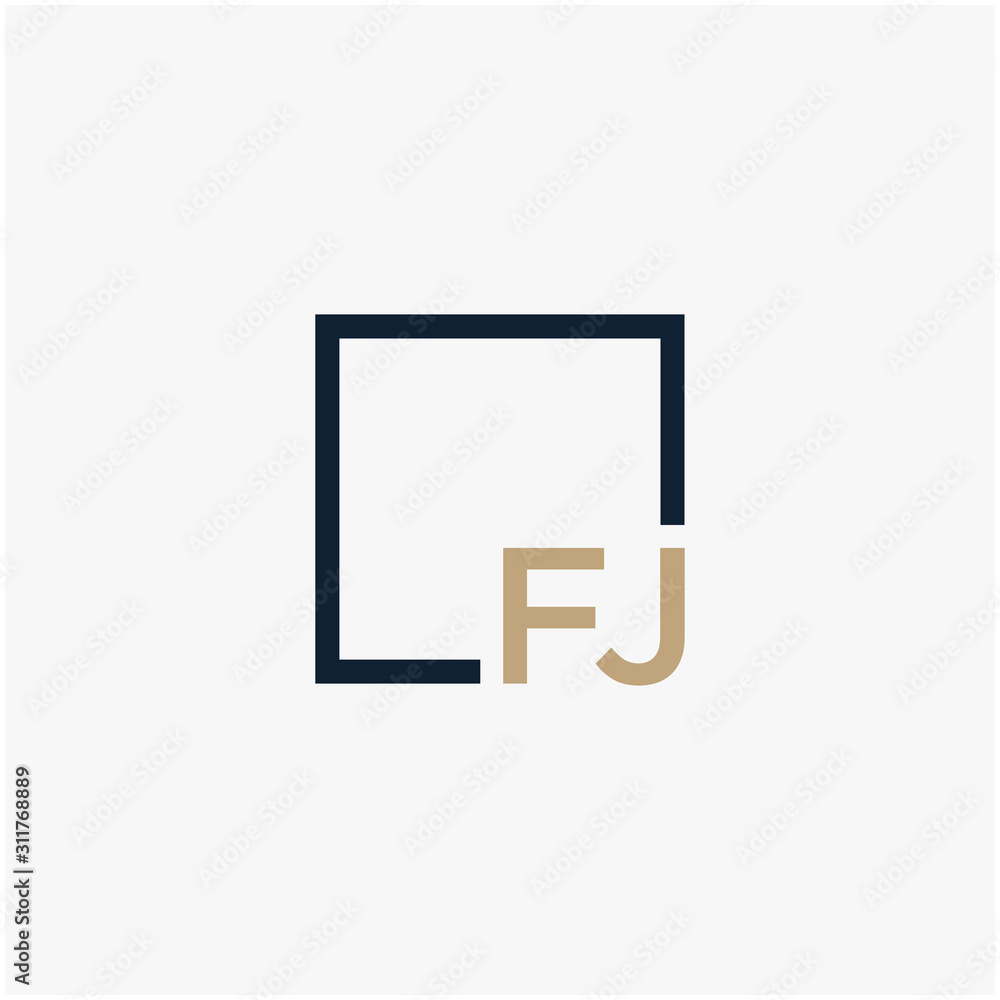 letter FJ Logo design with square frame line. business consulting concept. studio, room, group icon. - vector letter FJ Logo design with square frame line. business consulting concept. studio, room, group icon. - vector