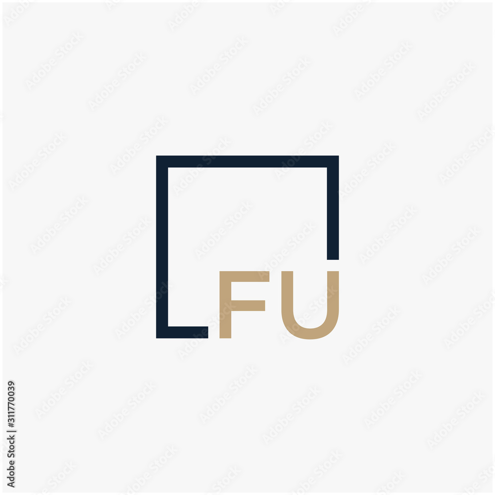 letter FU Logo design with square frame line. business consulting concept. studio, room, group icon. - vector letter FU Logo design with square frame line. business consulting concept. studio, room, group icon. - vector
