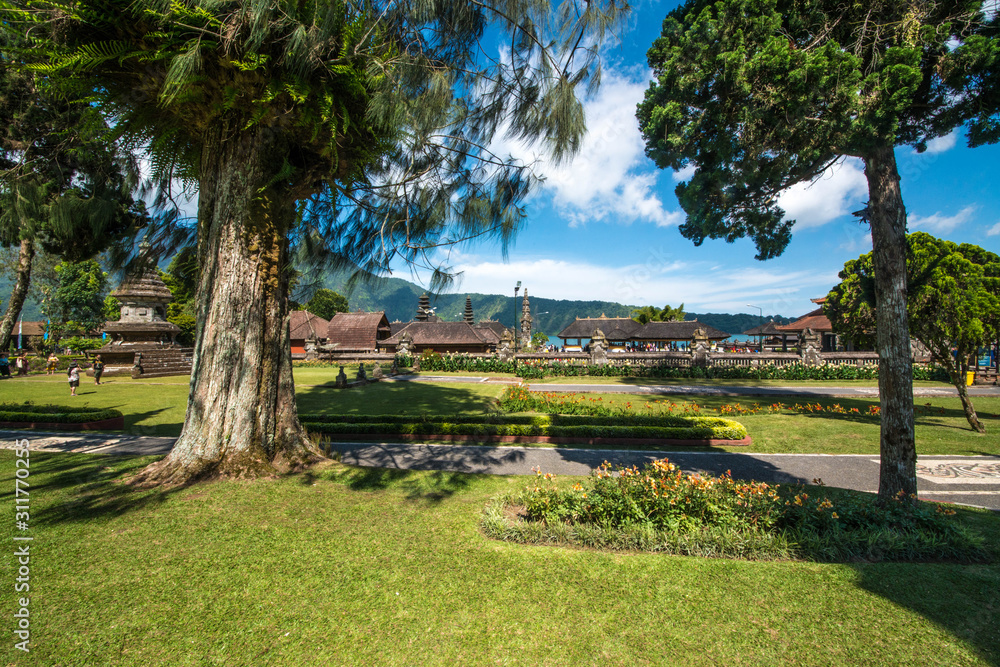 A beautiful view of Ulun Danu Beratan temple in Bali, Indonesia.