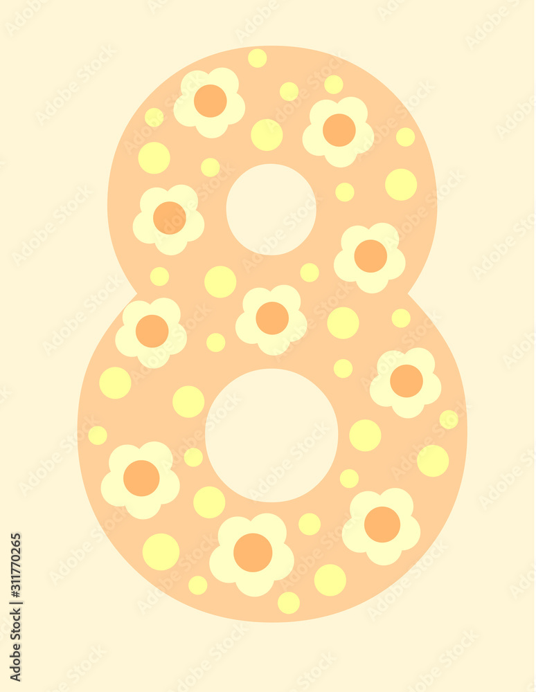 Fototapeta premium Vector greeting card on 8 march