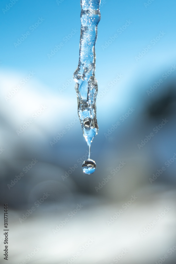 Closeup view of a melting icicle Closeup view of a melting icicle
