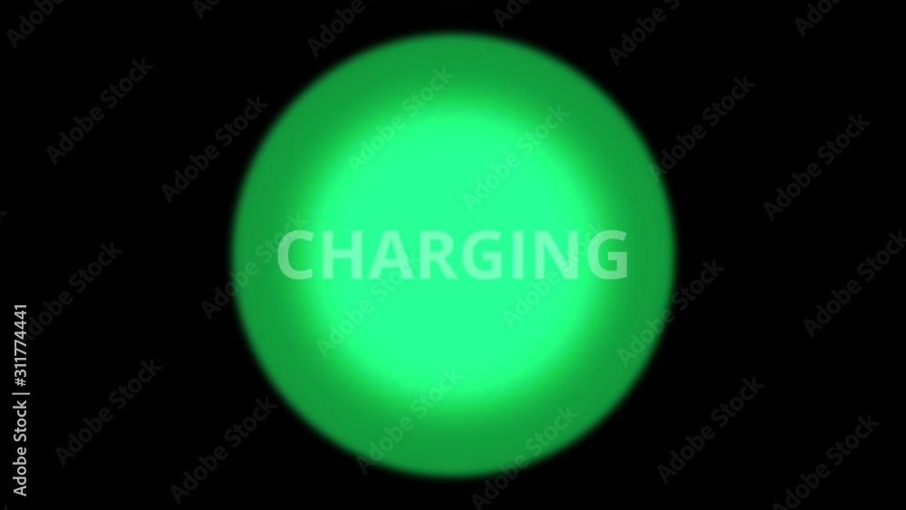A round charge indicator shows energy filling. On a black background. A round charge indicator shows energy filling. On a black background.