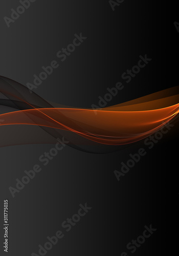 Abstract background waves. Black, orange and grey abstract background for wallpaper oder business card