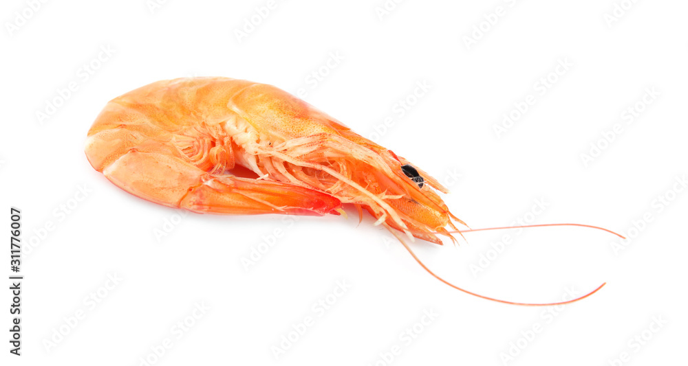 Delicious cooked whole shrimp isolated on white Delicious cooked whole shrimp isolated on white