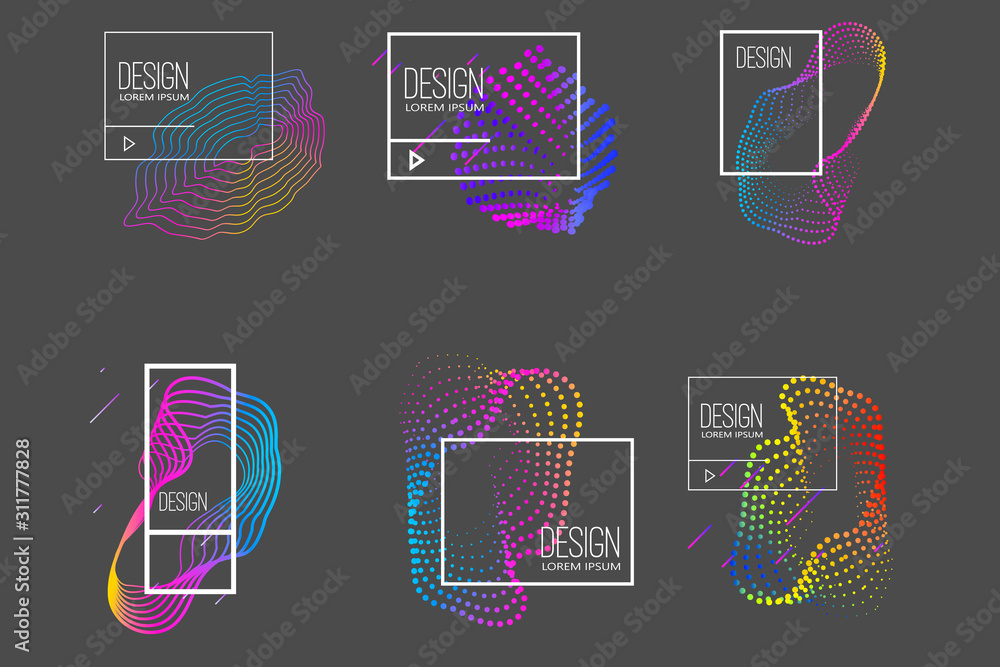 Set of modern abstract liquid banners. Design element for poster, emblem, sign, logo, web. Vector illustration