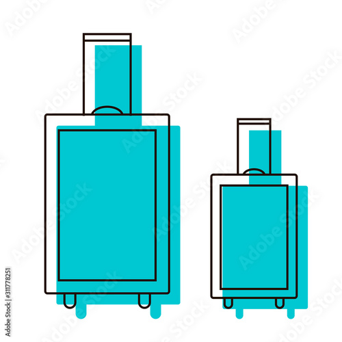Baggage icons. Permissible dimensions for transportation. Two sizes: large and small. Design element. Vector illustration isolated on white background.