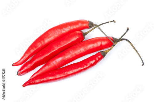 Group of red chili or chilli cayenne pepper