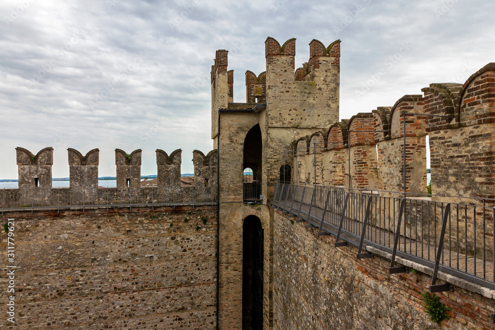 Sirmione fortress, Province of Brescia, Italy. Garda lake, Lombardy. Castello dei Scaligeri