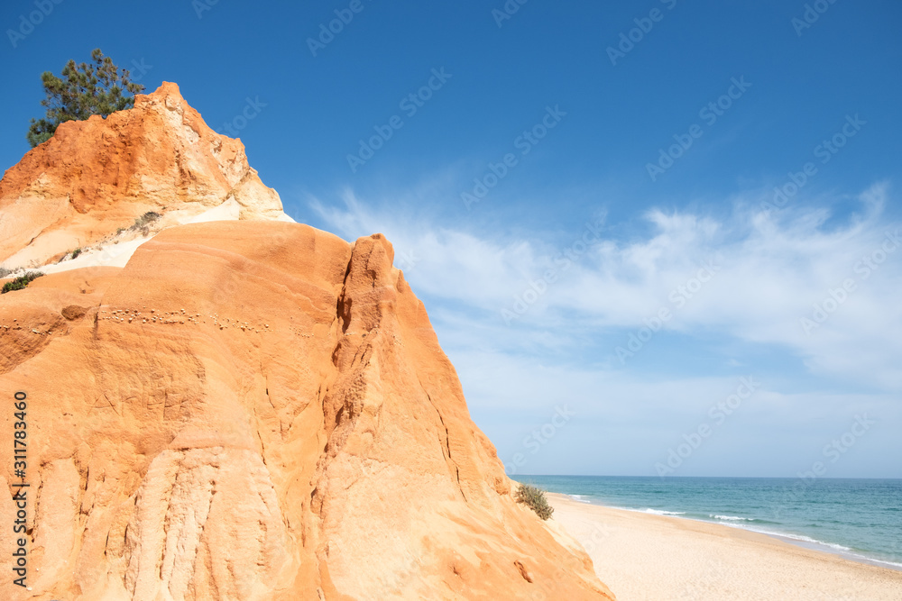 The famous sandstone rocks of Algarve in Portugal