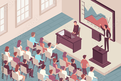 Isometric Scientific Conference Background