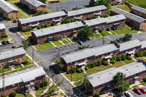 Aerial view of old brick ap...
