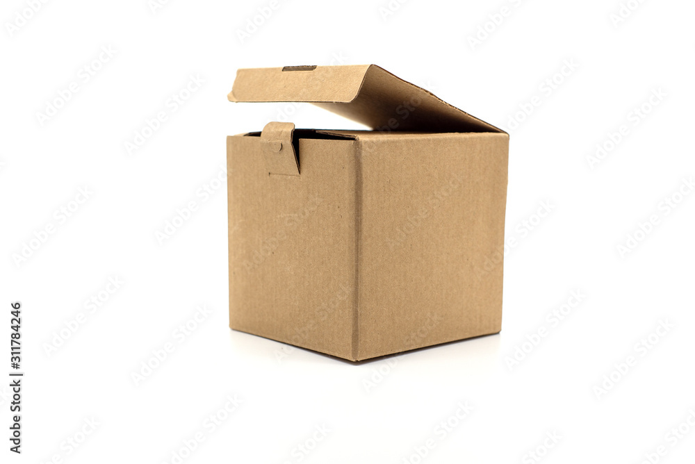 Cardboard square box on a white background Cardboard square box on a white background