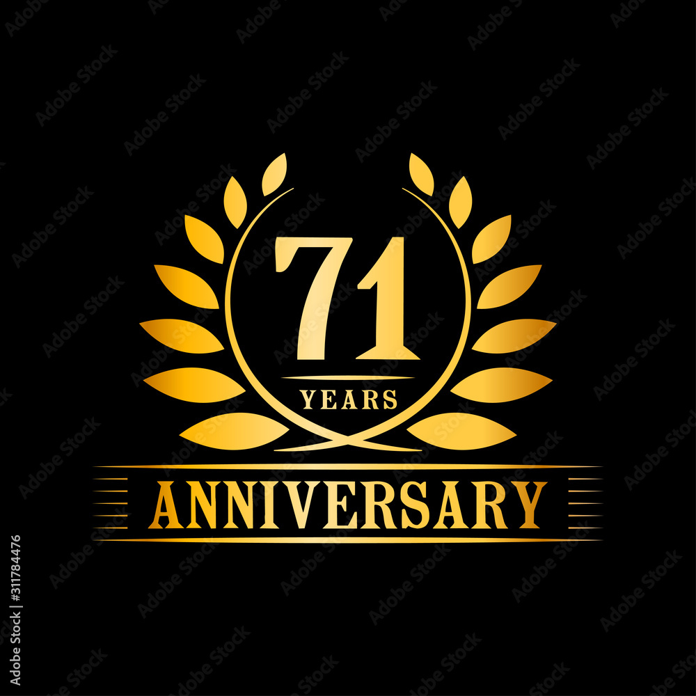 Fototapeta premium 71 years logo design template. Anniversary vector and illustration template.