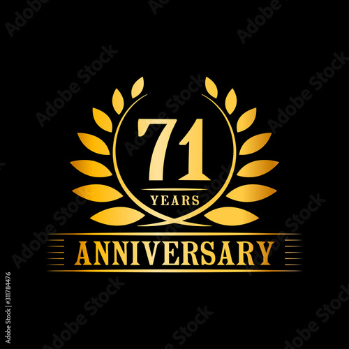 71 years logo design template. Anniversary vector and illustration template.
