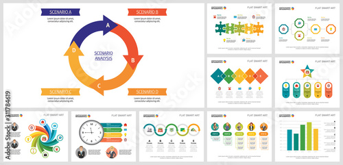 Bright business infographic template set