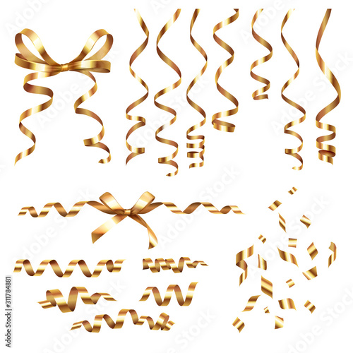 Golden Curly Ribbons Set