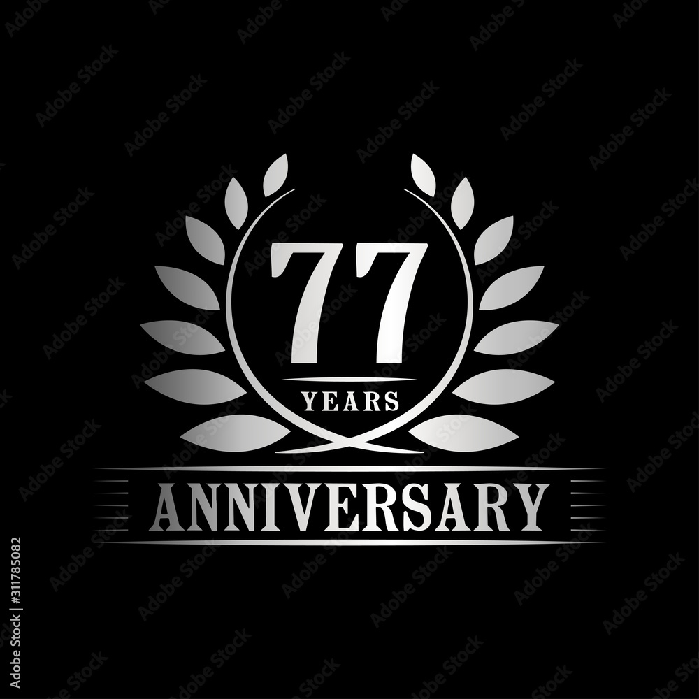 Fototapeta premium 77 years logo design template. Anniversary vector and illustration template.