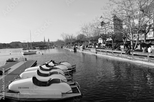 Zürich city: The lake promenade Bellerive near Bellevue photo