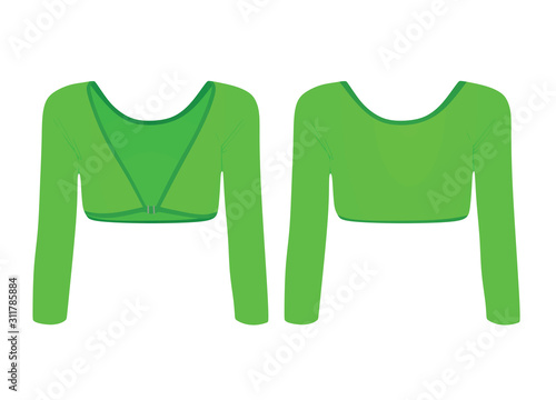 Woman green bolero. vector illustration