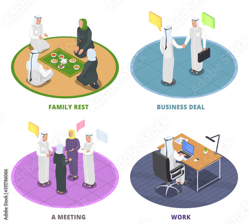 Arab People Isometric 2x2 Concept