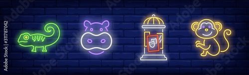 Circus animals neon sign set