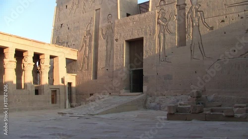 Courtyard of the Temple of Philae on Agilika Island with Pylon and Colonnade