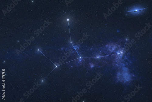 Virgo constellation stars in outer space. Zodiac Sign Virgo constellation lines. Elements of this image were furnished by NASA  photo
