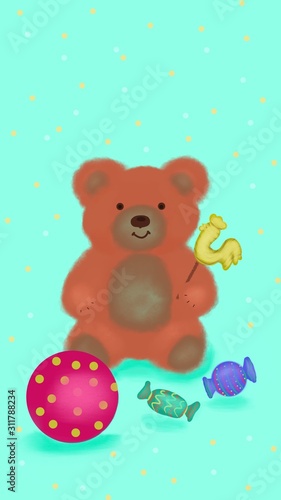 Wallpaper Mural teddy bear with heart Torontodigital.ca