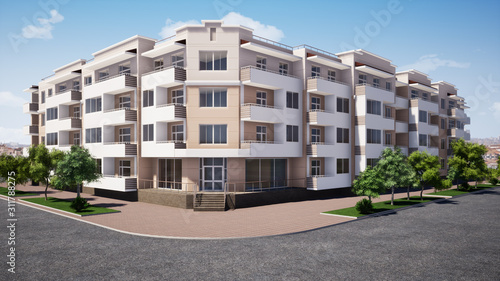 Apartment house, 3D project.	