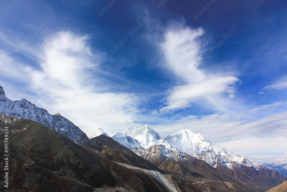 Snowy beautiful mountains of Nepal