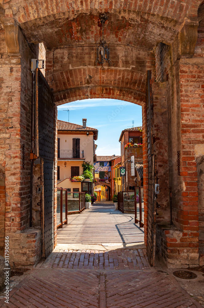 Dozza, Italy detail of the streets of the ancient center. Emilia