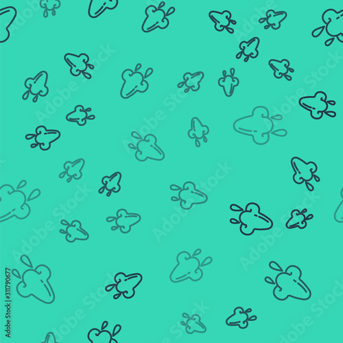 Black line Runny nose icon isolated seamless pattern on green background. Rhinitis symptoms, treatment. Nose and sneezing. Nasal diseases. Vector Illustration