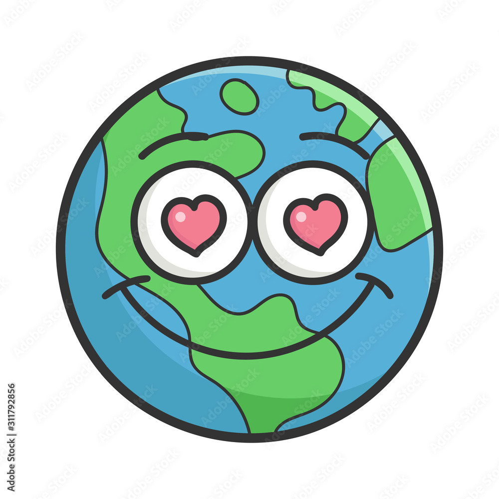 In love planet earth cartoon illustration Векторный объект Stock | Adobe  Stock