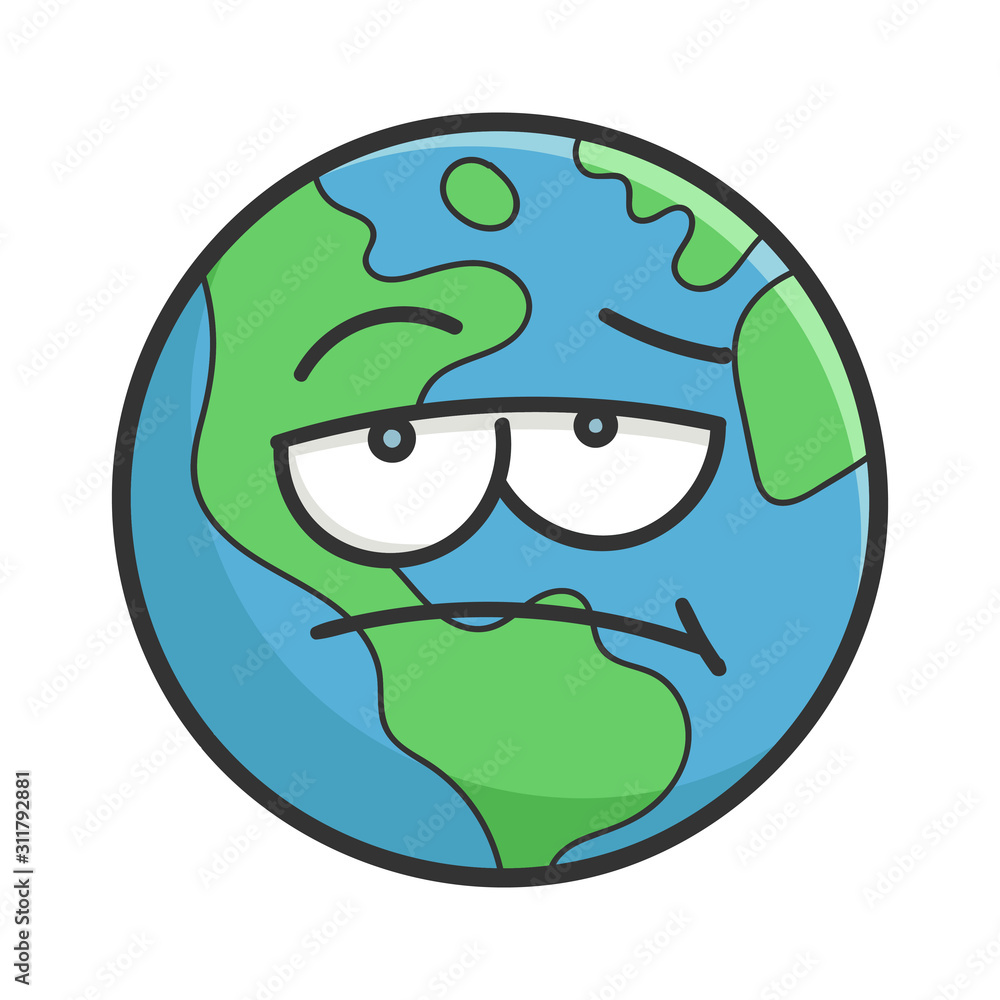 Obraz premium Bored planet earth cartoon illustration