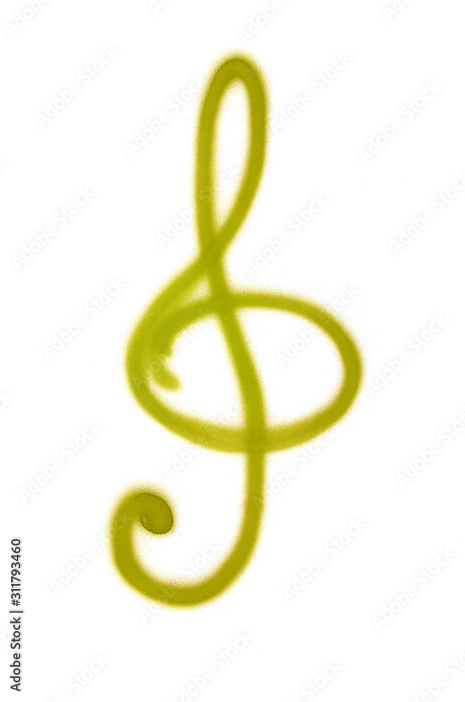 Graffiti treble clef sign sprayed on white isolated background Graffiti treble clef sign sprayed on white isolated background
