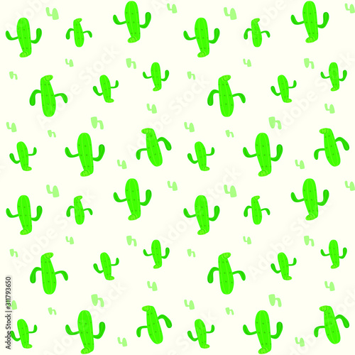 vector cartoon cactus seamless pattern