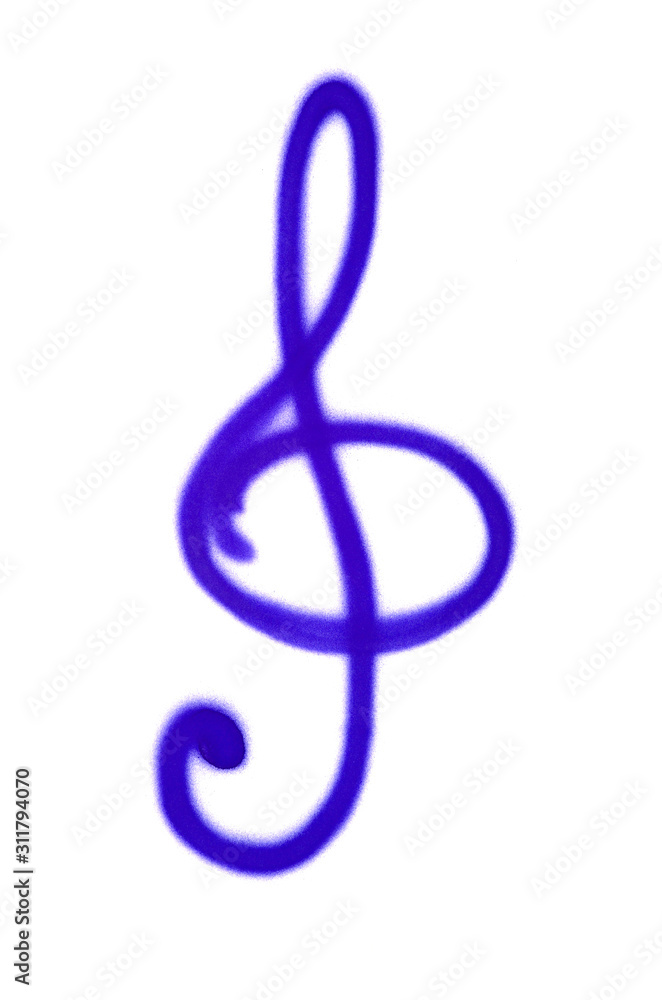 Graffiti treble clef sign sprayed on white isolated background Graffiti treble clef sign sprayed on white isolated background