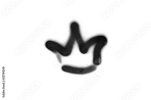 Graffiti crown sign sprayed on white isolated background