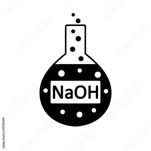 Laboratory glass with sodium hydroxide.
